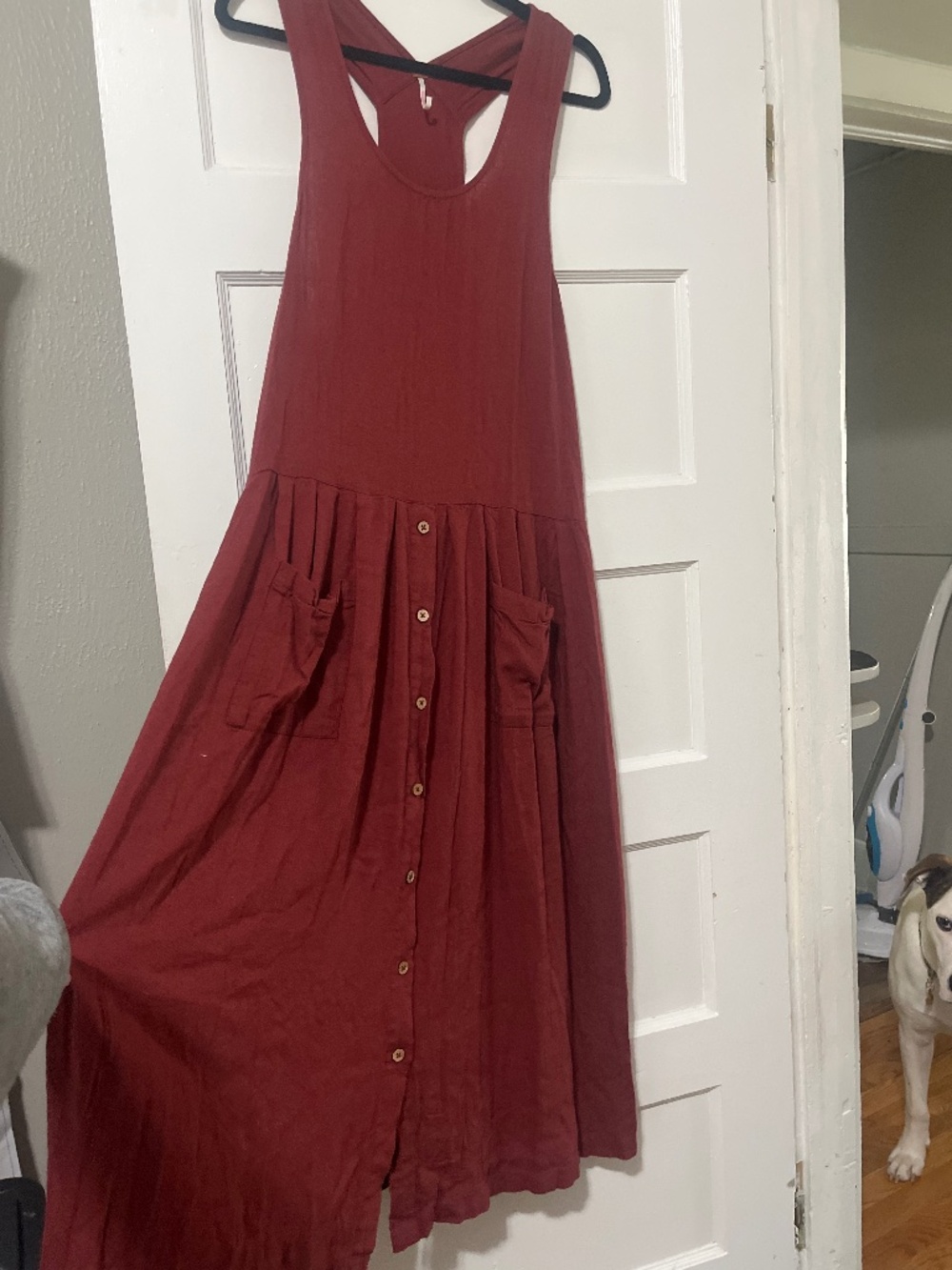 Free People Sleeveless Terracotta Burgundy Flowy Maxi Dress Small